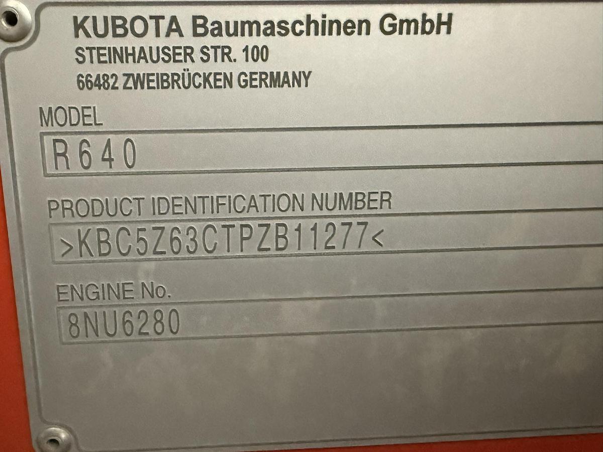 Used 2022 Kubota R640 Wheel Loader, Cab, Hyd. Bucket, 500 Hours