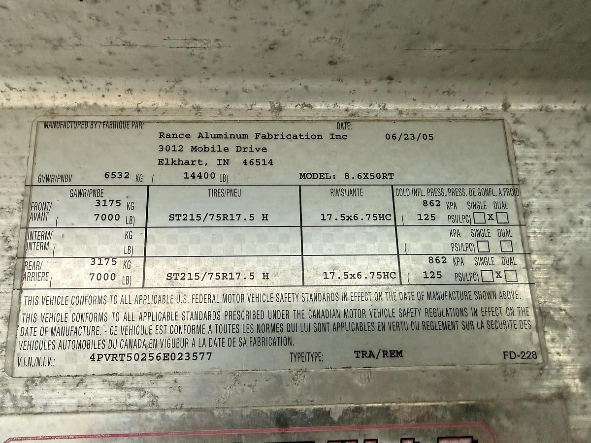 Used 2005 Rance 50' Aluminum Wedge Trailer