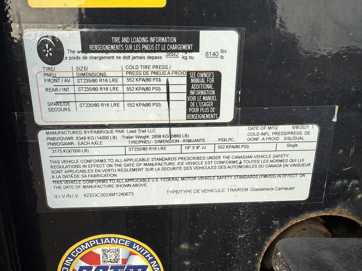 Used Load Trail 30' Goose Neck Tandem 7,000lbs