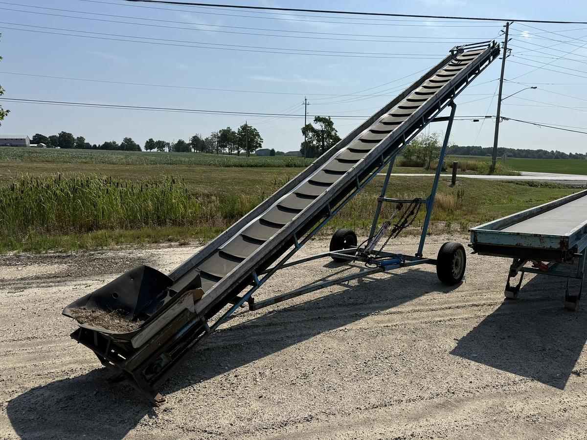 Used Alliston Machinery 24' Elevator Conveyor, 22" Flighted Belt *No Motor*