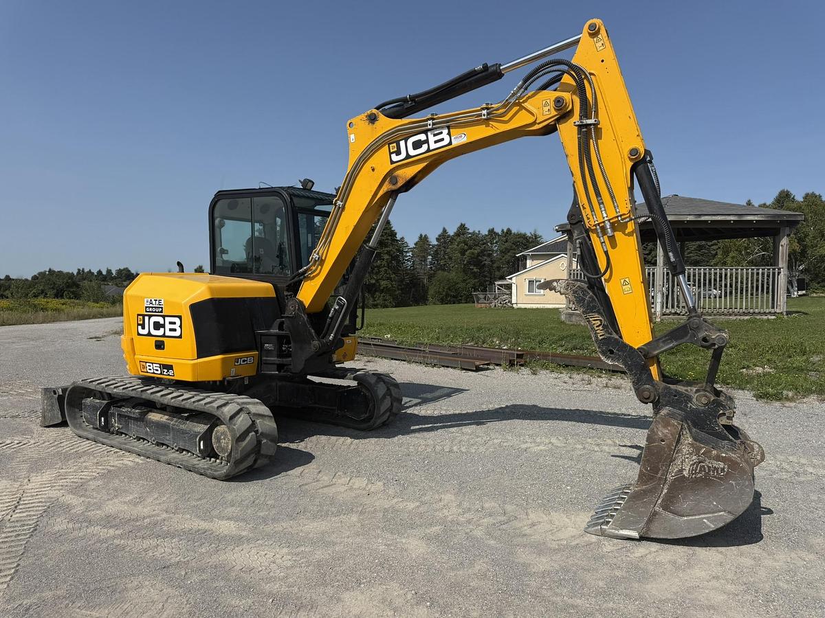 Used 2020 JCB 85Z-2 Mini Excavator, AMI Thumb, Bucket, Blade, Cab, 1093Hrs