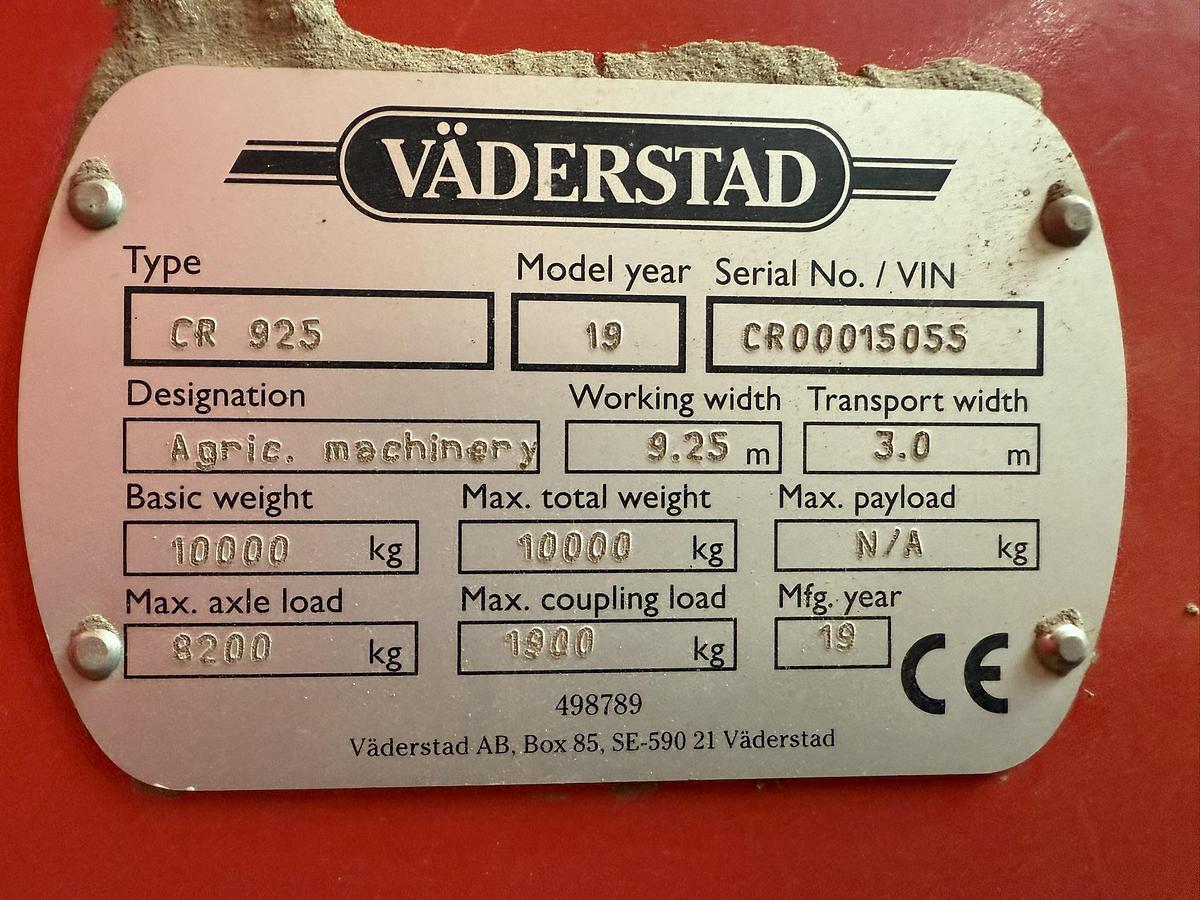 Used 2019 Vaderstad Carrier 925, 9M, New Disk, Steel Packer