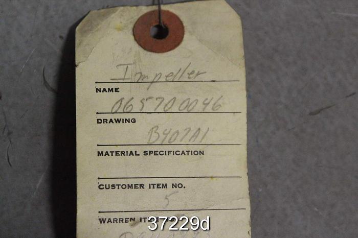 Used Warren 4PL12 Pump Impeller, 657H0046 #37229