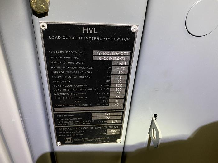 Used SQUARE D COMPANY 1000 / 1500 KVA DRY TYPE TRANSFORMER