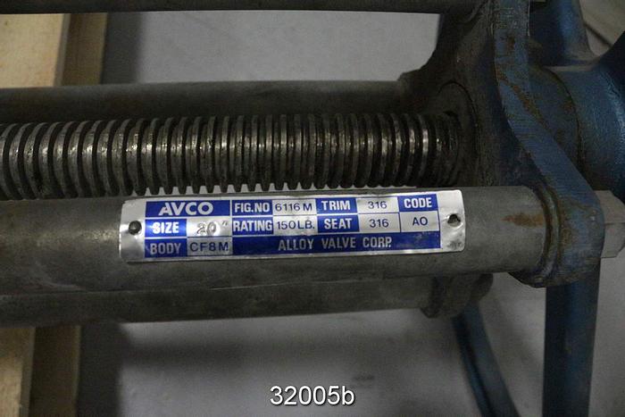 Used Avco 20" Hand Operated Knife Gate Valve #32005