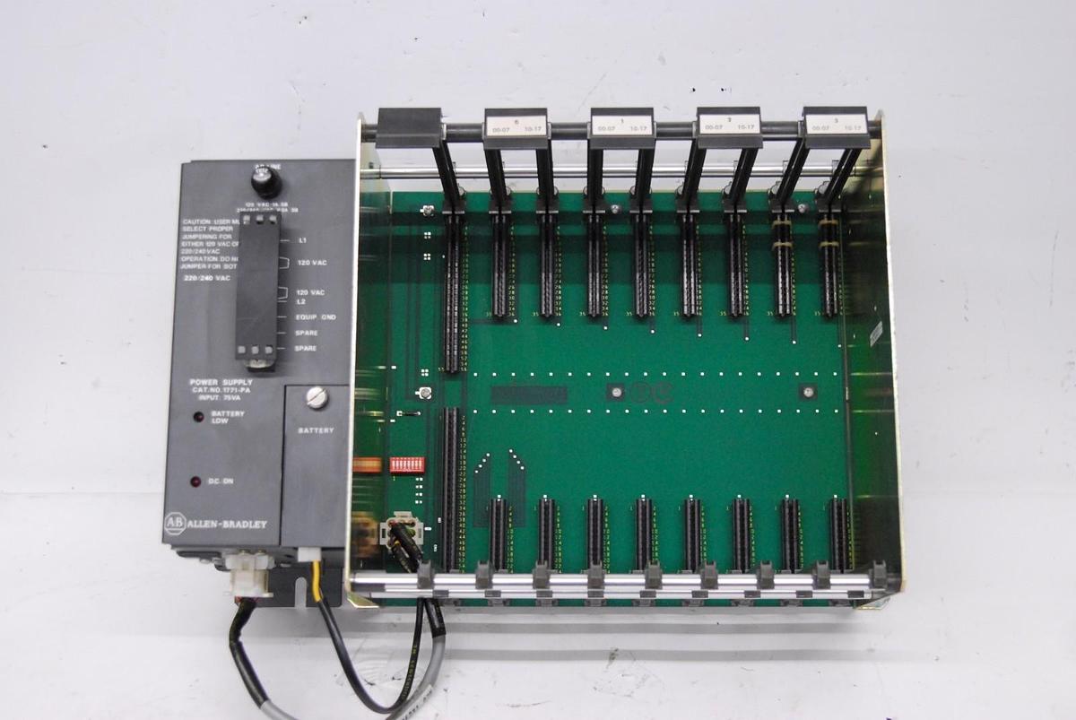 Used Allen-Bradley 1771-PA Power Supply W/ 1771-AB I/O Chassis