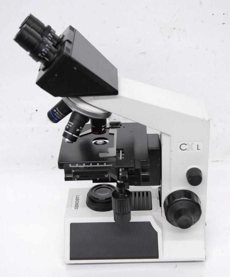 Used Labomed CX L Binocular Microscope W/ 4/10/40/100x Semi Plan Achro Objectives