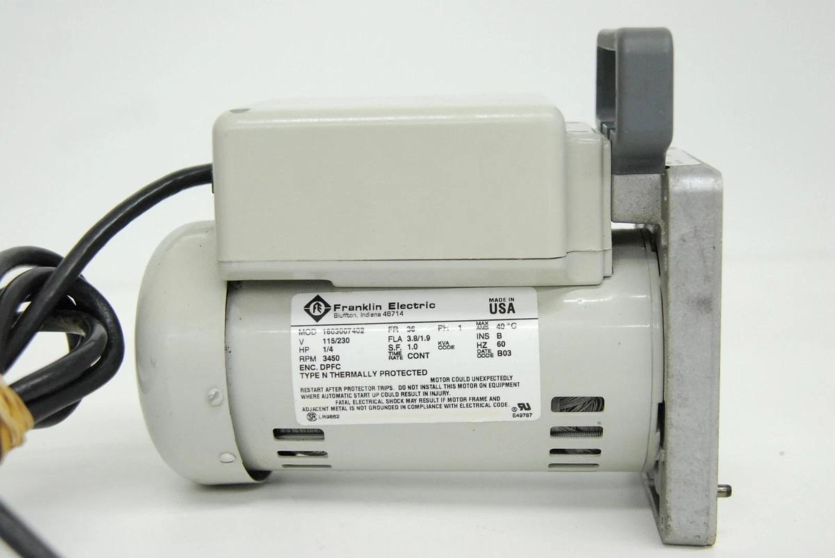 Used Franklin Electric 1603007402 1/4HP 1PH Electric Motor (Welch GEM 1.0)