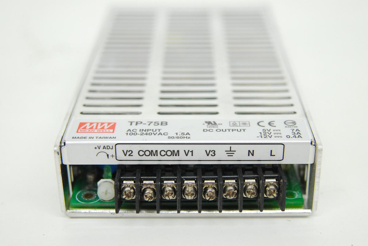 Used Mean Well TP-75B 76W Triple Output Power Supply (5v,12v,-12v)