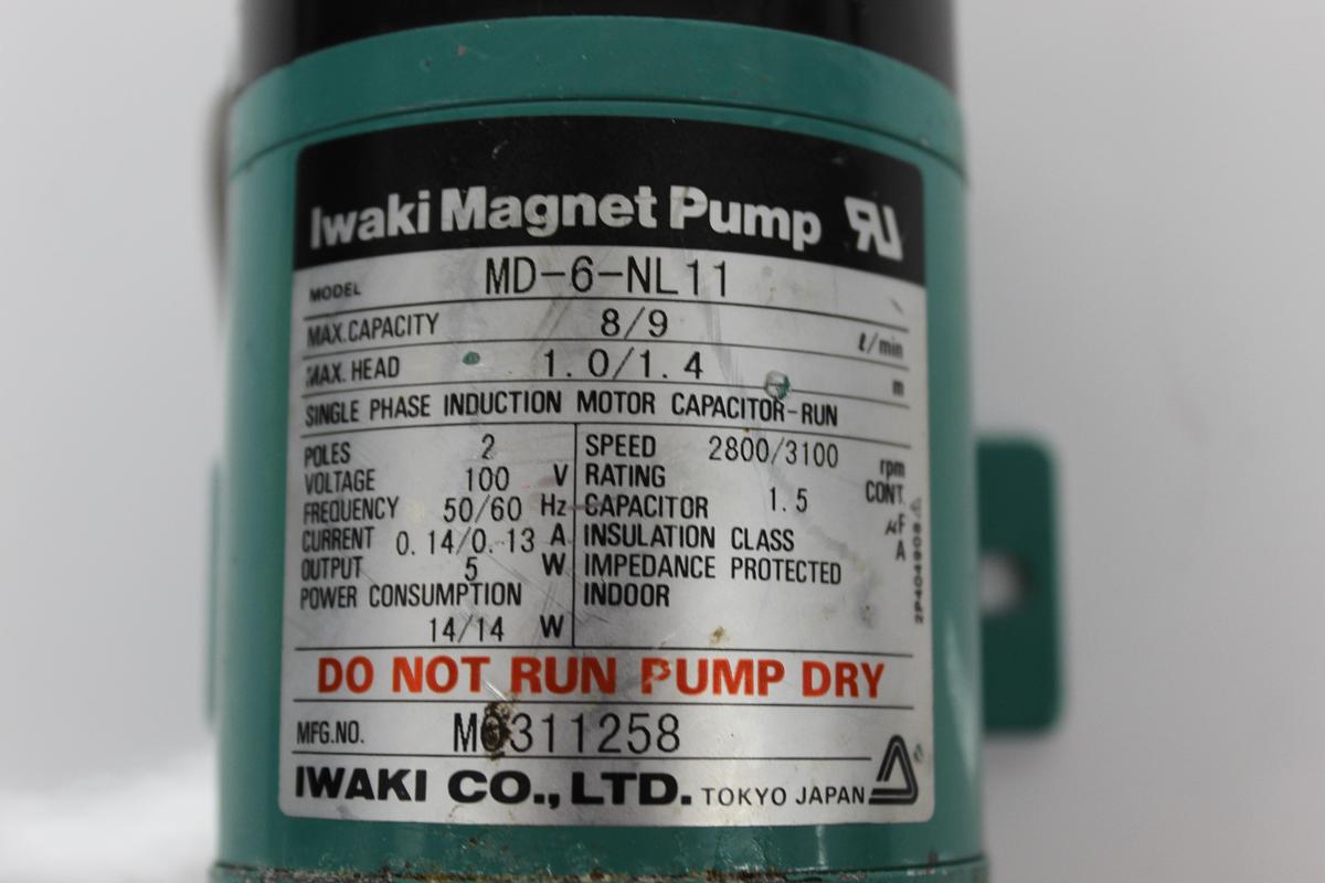 Used Iwaki Magnet Pump MD-6-NL11 Single Phase 100V 0.14A 5W