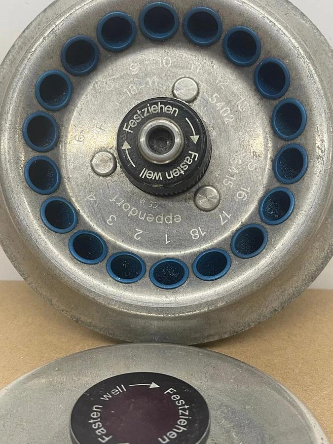 Used Eppendorf F-45-18-11 18-Slot Rotor  for 1.5 mL Microcentrifuge Tubes W/ Lid