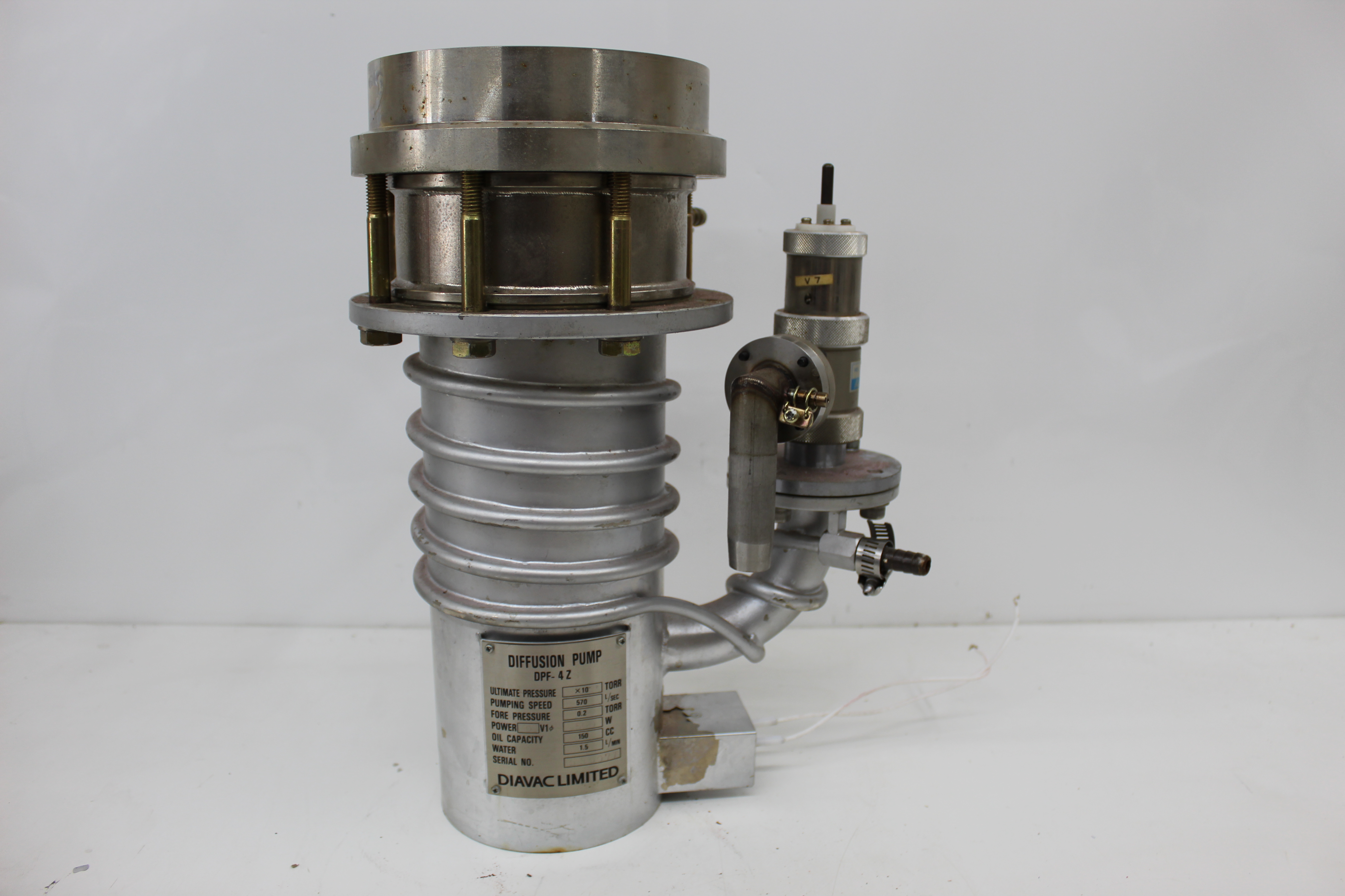 Used Diavac DPF-4ZS High Vacuum Diffusion Pump w/ Valves [Hitachi SEM S-2460N]