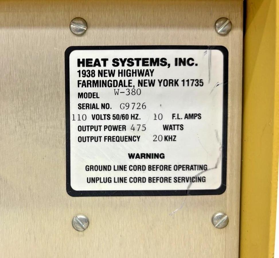 Used Heat Systems W-380 Sonicator Ultrasonic Processor w/ Converter - Complete System