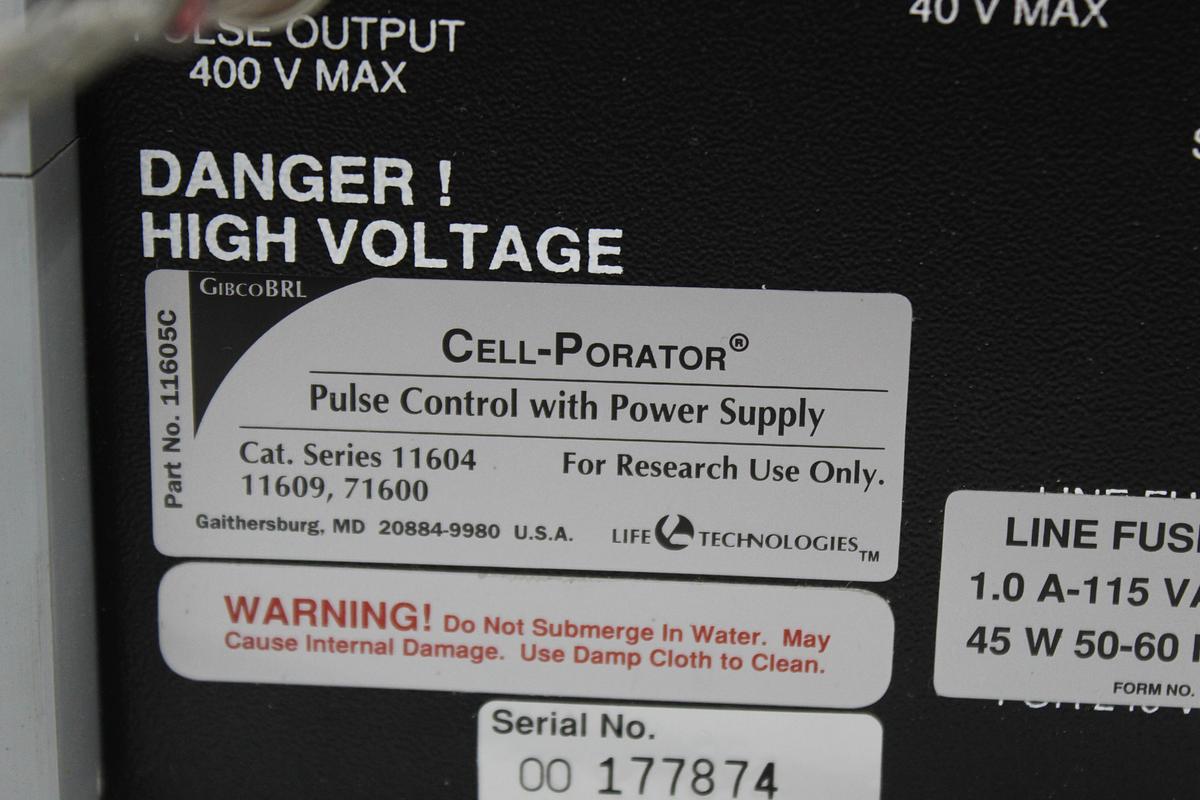 Used Gibco BRL Life Technologies Cell-Porator 11604 Pulse Control w/ Power Supply