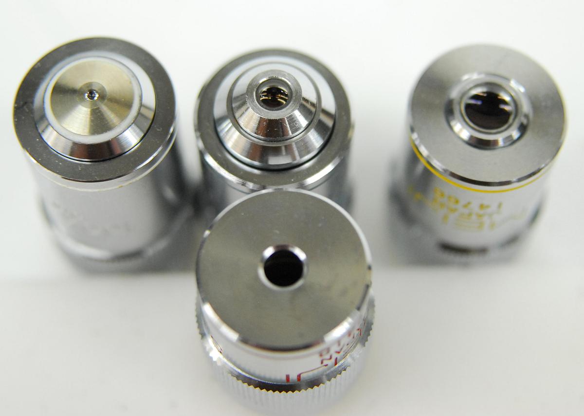 Used Meiji S.FlatField Microscope Objective Lens Set - 4x/10x/40x/100x 160/0.17 RMS