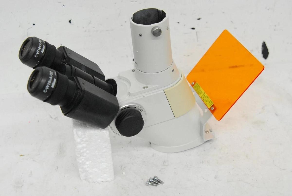 Used Nikon TS100 Trinocular Head W/ V-T Camera Adapter, 2x C-W 10XA/22 Eyepieces