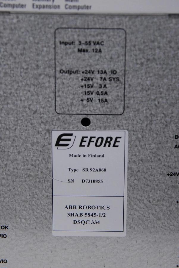 Used ABB Efore SR-92A060 3HAB 5845-1/2 DSQC 334 Power Supply Module