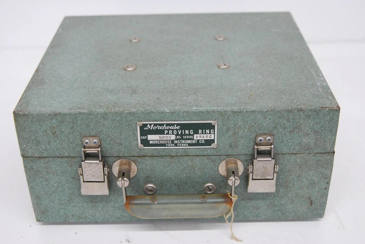 Used Morehouse 5000 LB Capacity Proving Ring W/ Case - Missing Rod