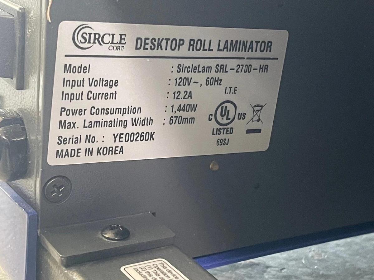 Used Sircle SRL-2700-HR 27" Desktop Roll Laminator - TESTED