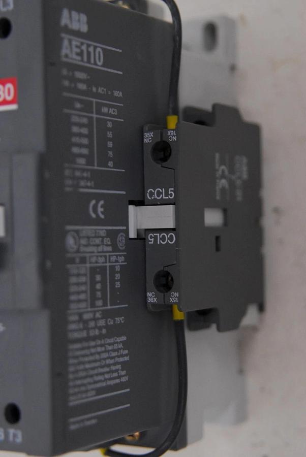 Used ABB AE110-30 Non-Reversing Three Phase Contactor W/ ABB CCL5-01 Auxiliary