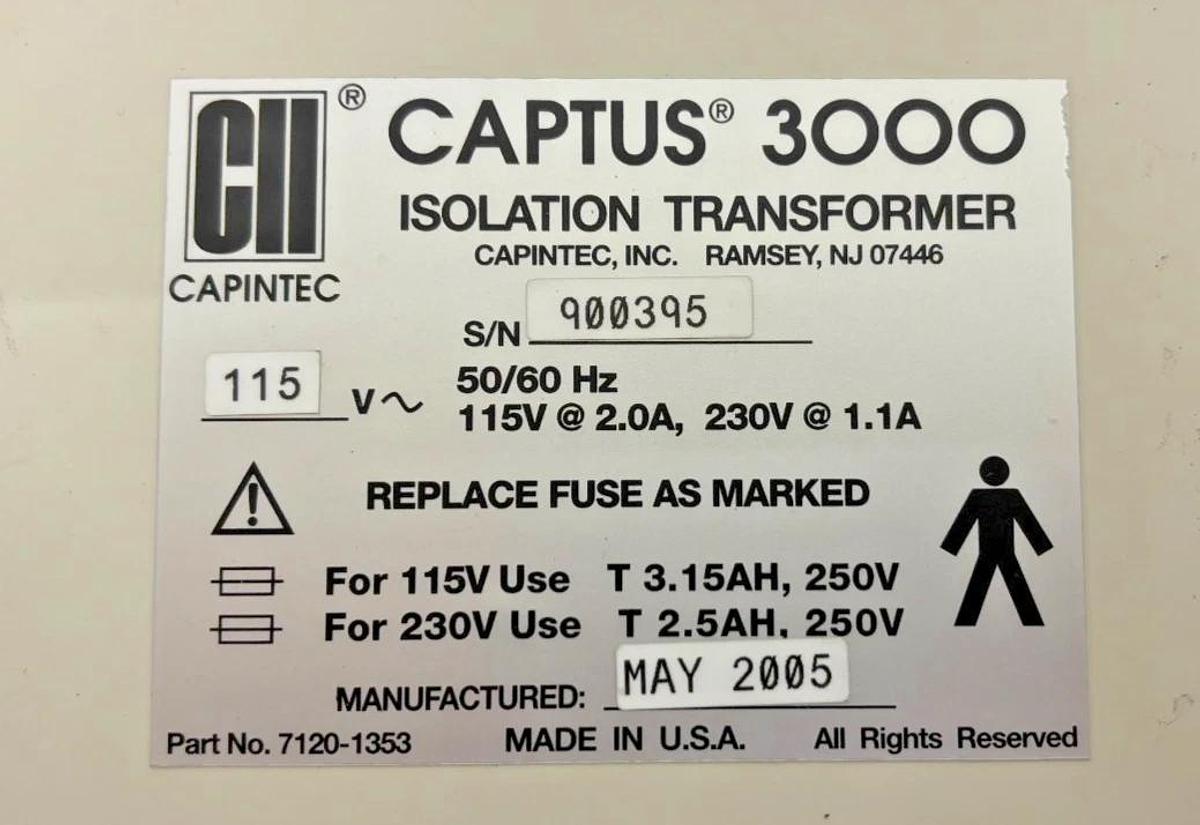 Used Capintec Captus 3000 Isolation Transformer
