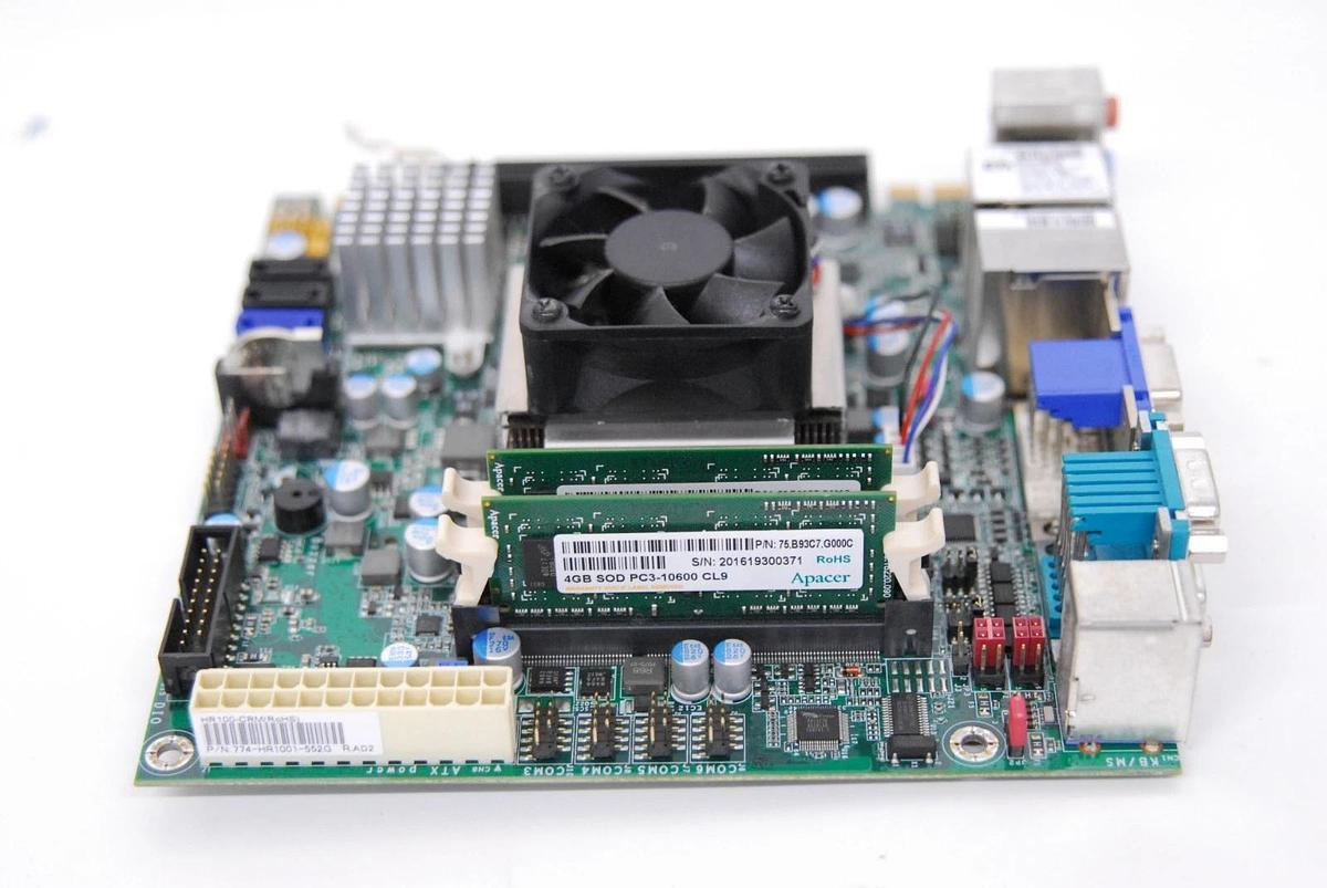 Used DFI HR100-CRM 774-HR1001-552G Mini-ITX Motherboard (8gb RAM, SR02T i7 CPU)
