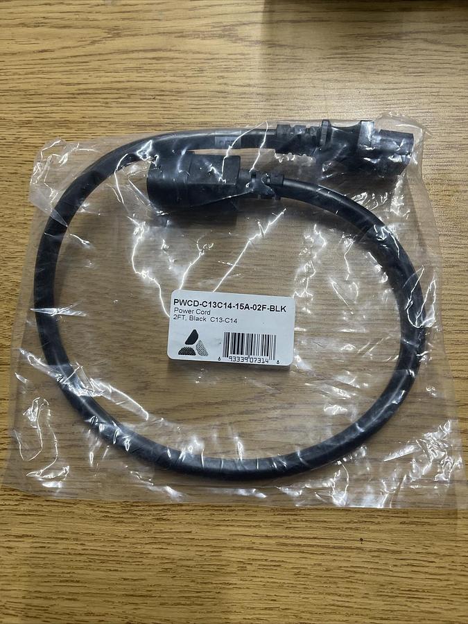 Used 2Ft Power Cord C13 To C14 Black PWCD-C13C14-15A-02F-BLK