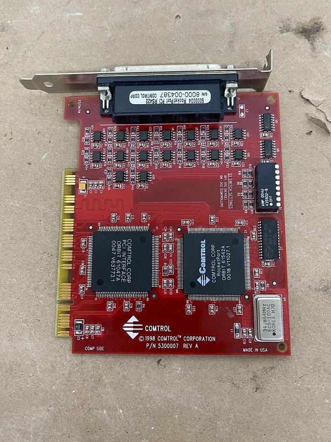 Used Comtrol 5000004 RocketPort PCI RS422 Plug-In Board Card /W Cable 23955-01