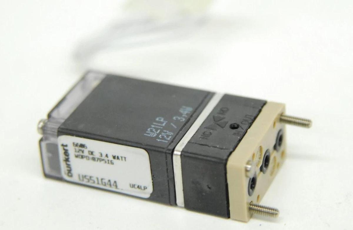 Used Burkert 6606 Direct-Acting Rocker Solenoid Valve (12 VDC, 3.4 W, 87 PSIG)