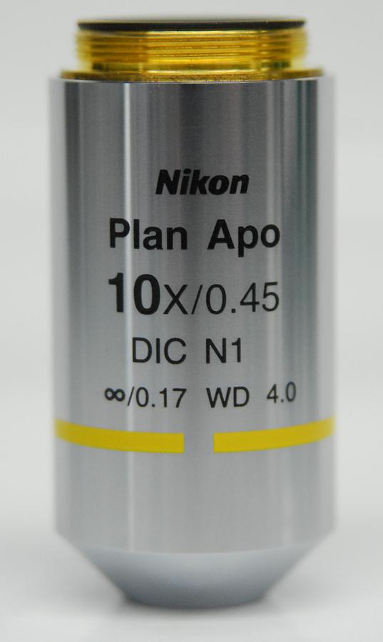Used Nikon Plan Apo 10x/0.45 DIC N1 ∞/0.17 WD 4.0 Microscope Objective