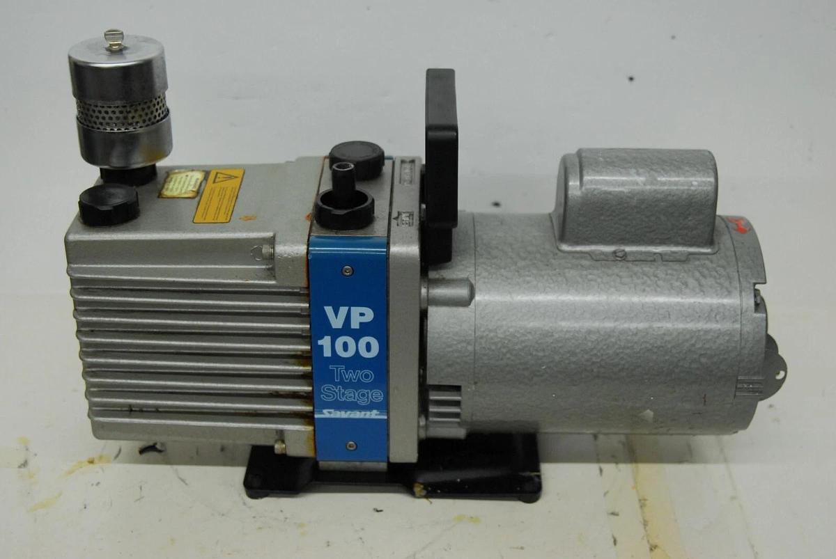 Used Savant VP100 Two Stage Rotary Vane Vacuum Pump W/ Franklin 1/2 HP Motor - Tested