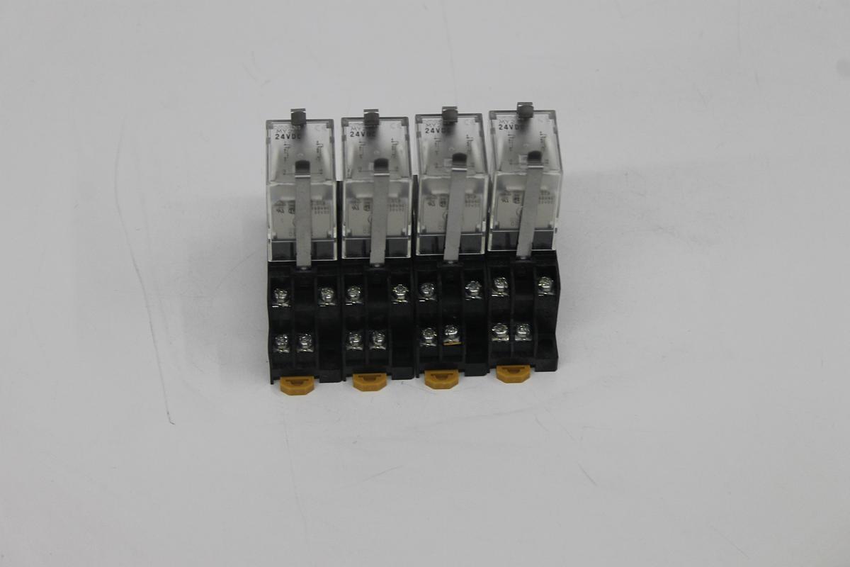 Used Omron MY2 Relay 24VDC W/ Socket Base 2-M4X10 LOT OF 4