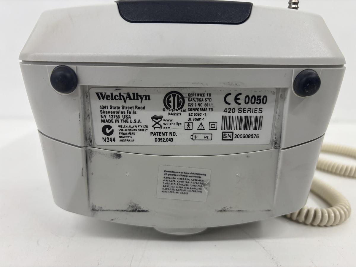 Used Welch Allyn 420 Series Vital Monitor w/ Temp Probe + Power Supply