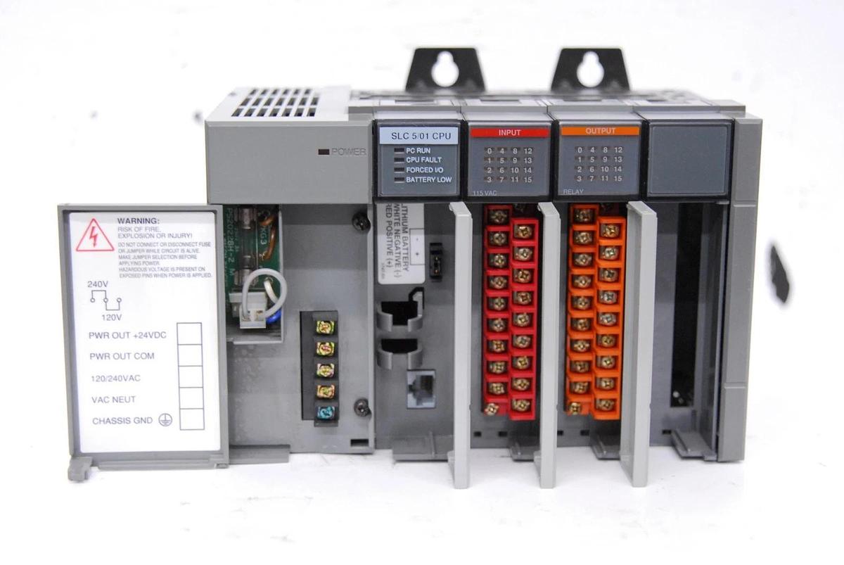 Used AB SLC 500 1746-A4 4-Slot Rack, 1747-L511 CPU, 1746-IA16, 1746-OW16, 1746-P1