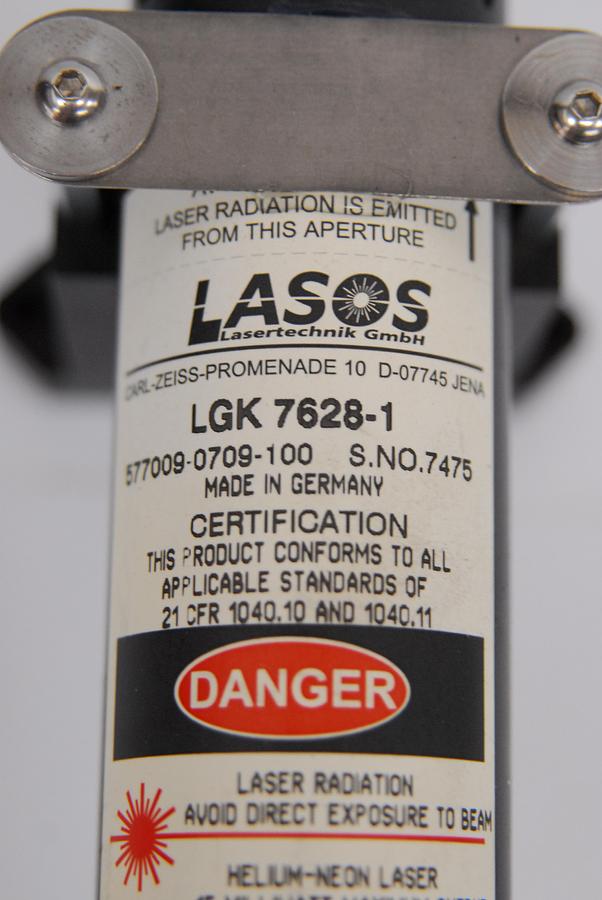 Used Lasos LGK 7628-1 He-Ne 633nm Laser Tube Head (Red) w/ LGN 7460 A Power Supply