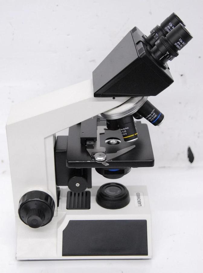 Used Labomed CX L Binocular Microscope W/ 4/10/40/100x Semi Plan Achro Objectives