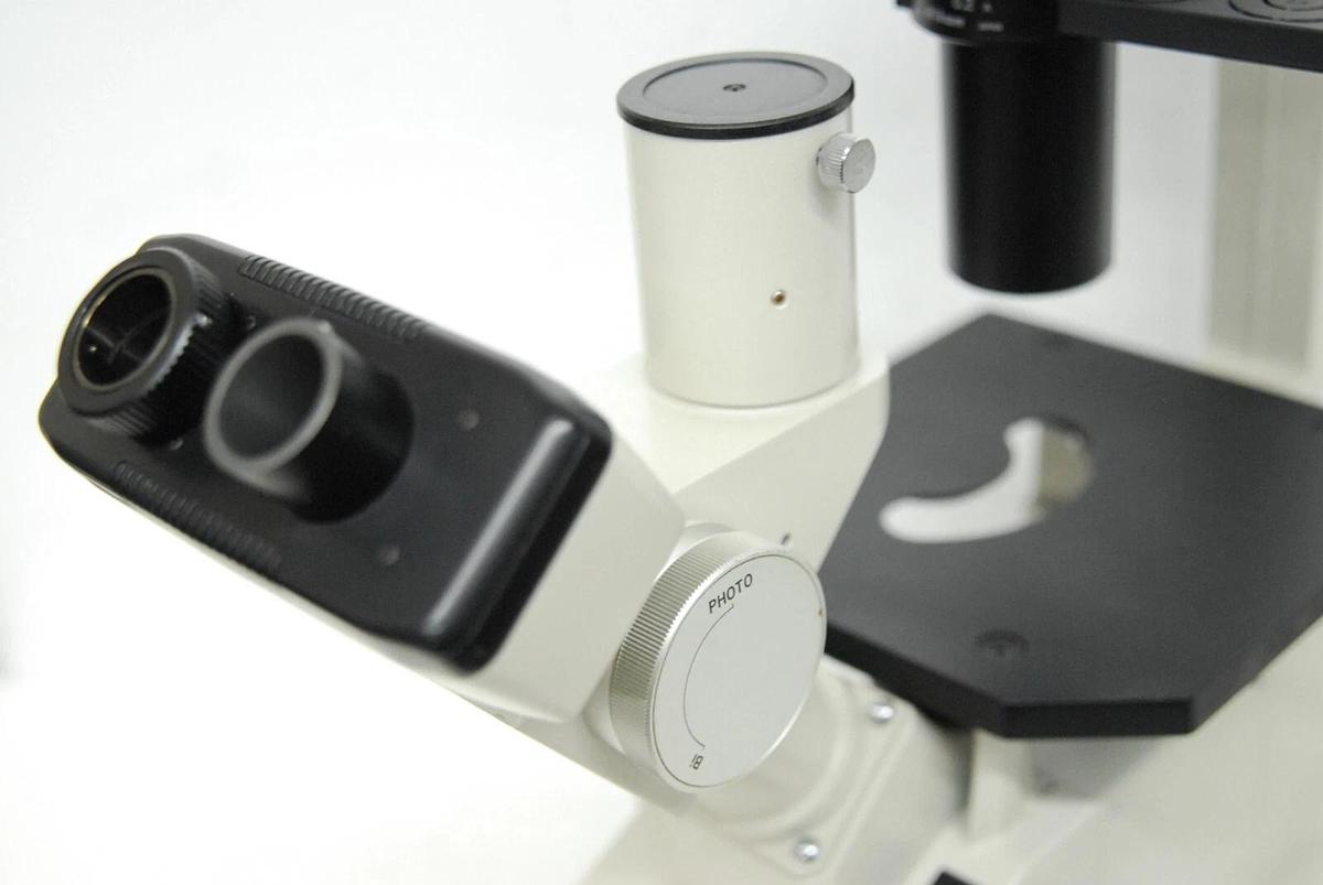 Used Nikon TMS- F Inverted Trinocular Microscope W/ 4x Objective - Read Description