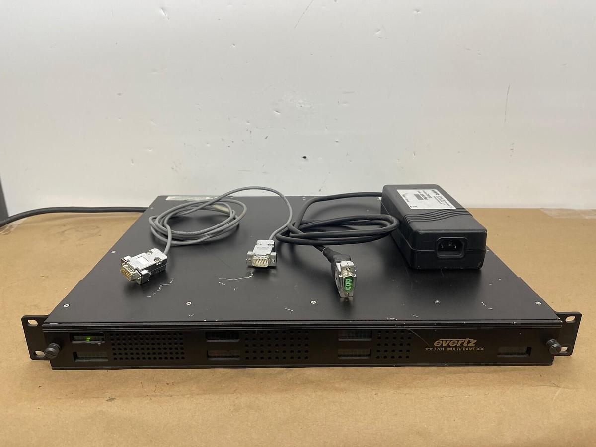 Used Evertz 7701 1RU Multiframe /W 7711UC-HD, 7760CCM-HD, 7736CD2-A4 Cards