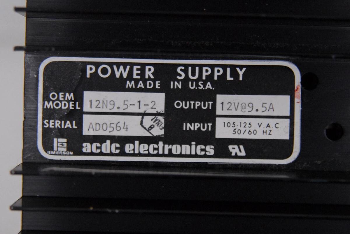 Used ACDC Electronics 12N9.5-1-2 Power Supply 12V 9.5A