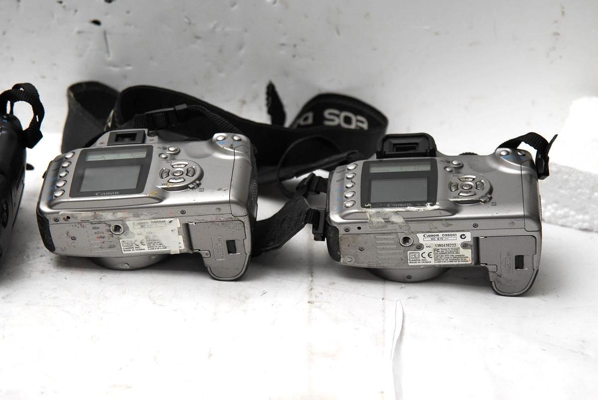Used Canon EOS Digital Rebel DSLR Lot of 4 with 2 Battery Grips