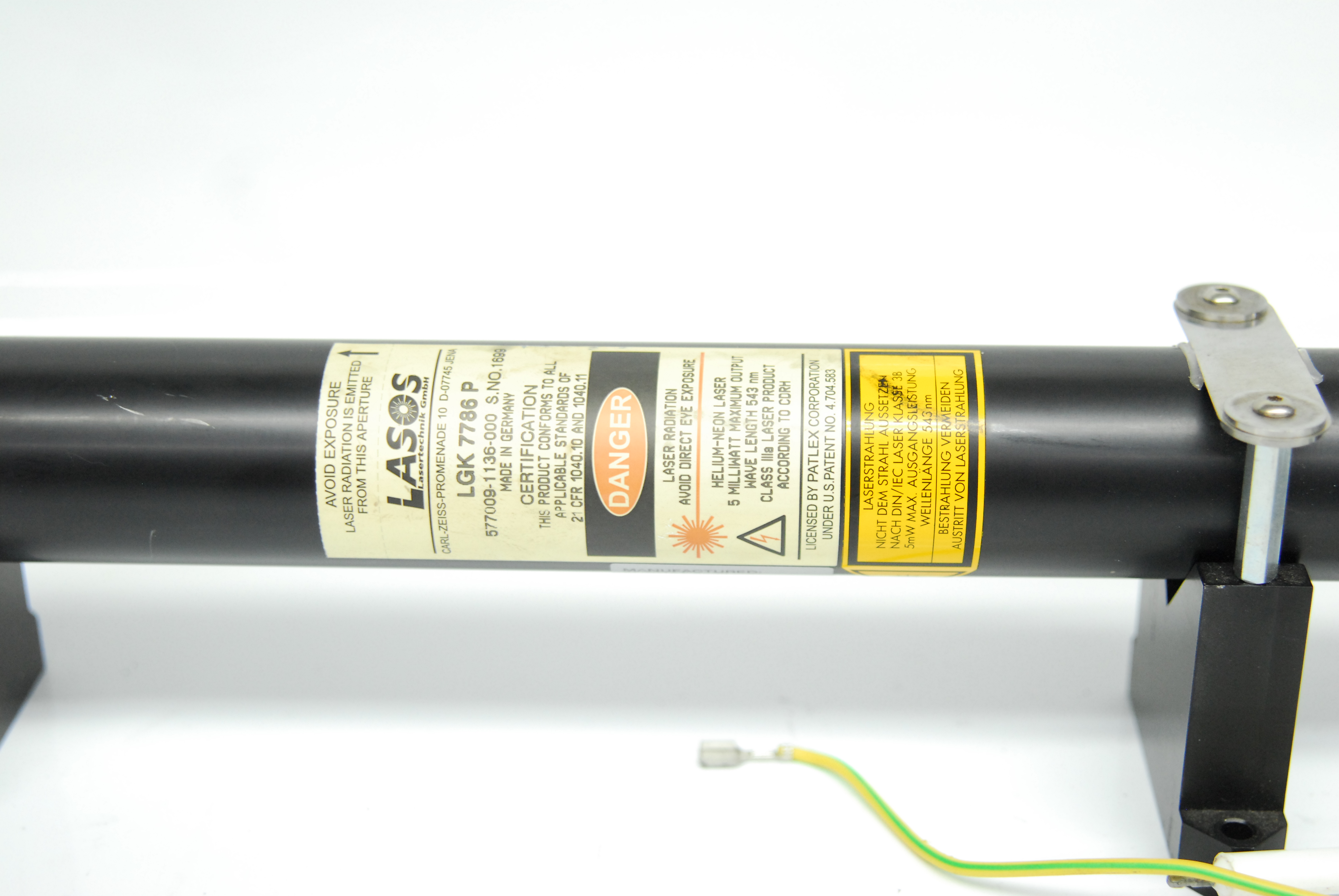 Used Lasos LGK 7786 P He-Ne 543nm Laser Tube Head (Green) w/ LGN 7460 A Power Supply