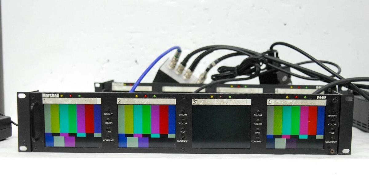 Used Marshall V-R44P 4" Quad LCD 2RU Rack Mountable Monitor - Lot of 2