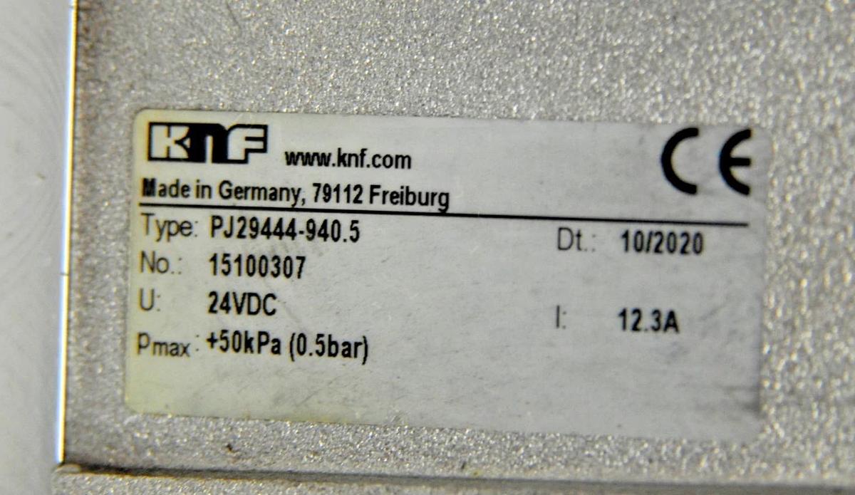 Used KNF PJ29444-940.5 24VDC +50kPa (0.5 bar) Diaphragm Vacuum Pump