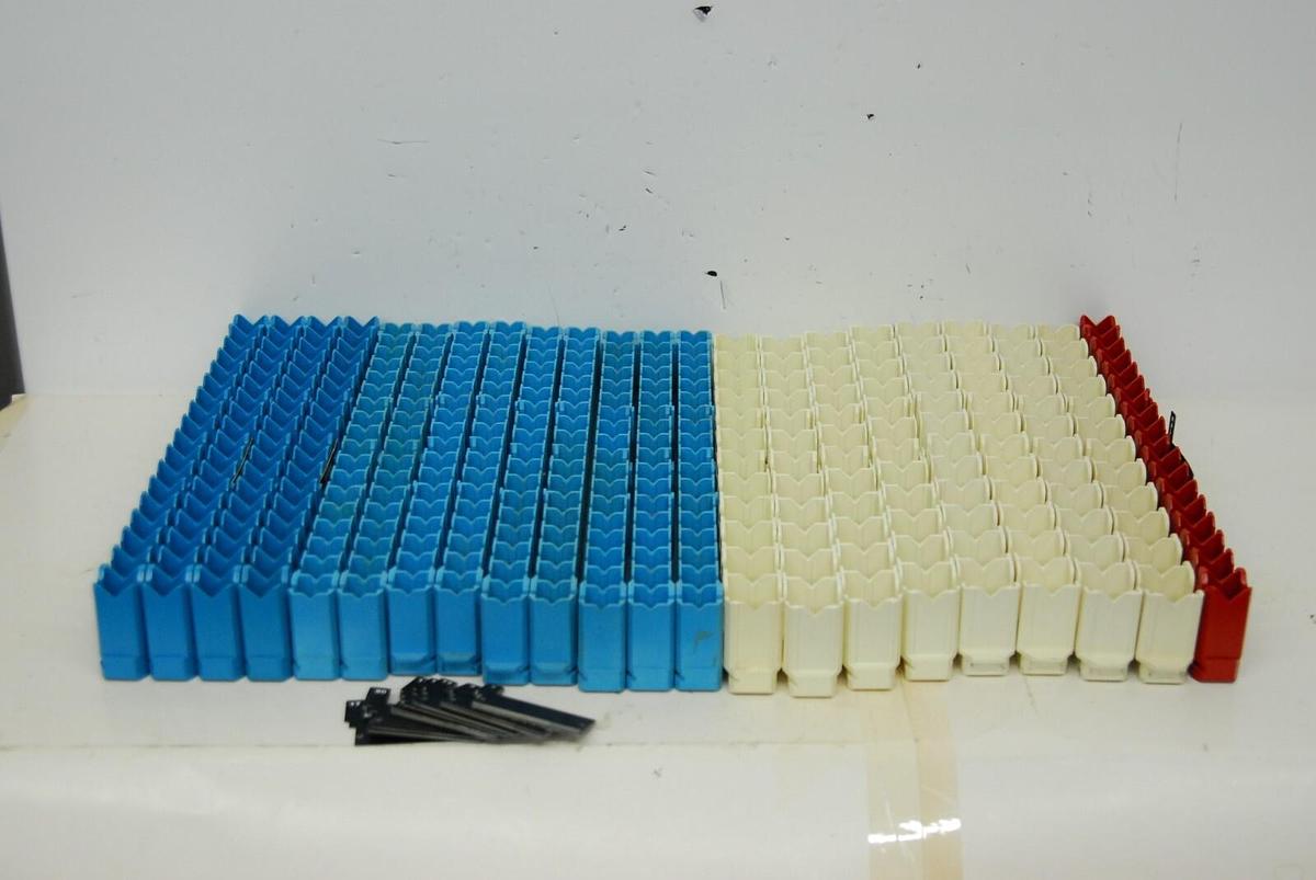 Used Beckman Liquid Scintillation Sample Racks (2x Red, 13x Blue, 9x White) Lot of 24