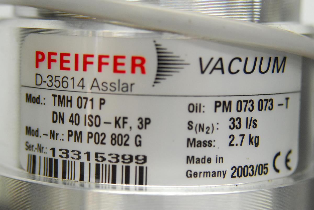 Used Pfeiffer TMH 071 P Turbomolecular Pump w/ TC600 Drive, TPS 100 Power Supply