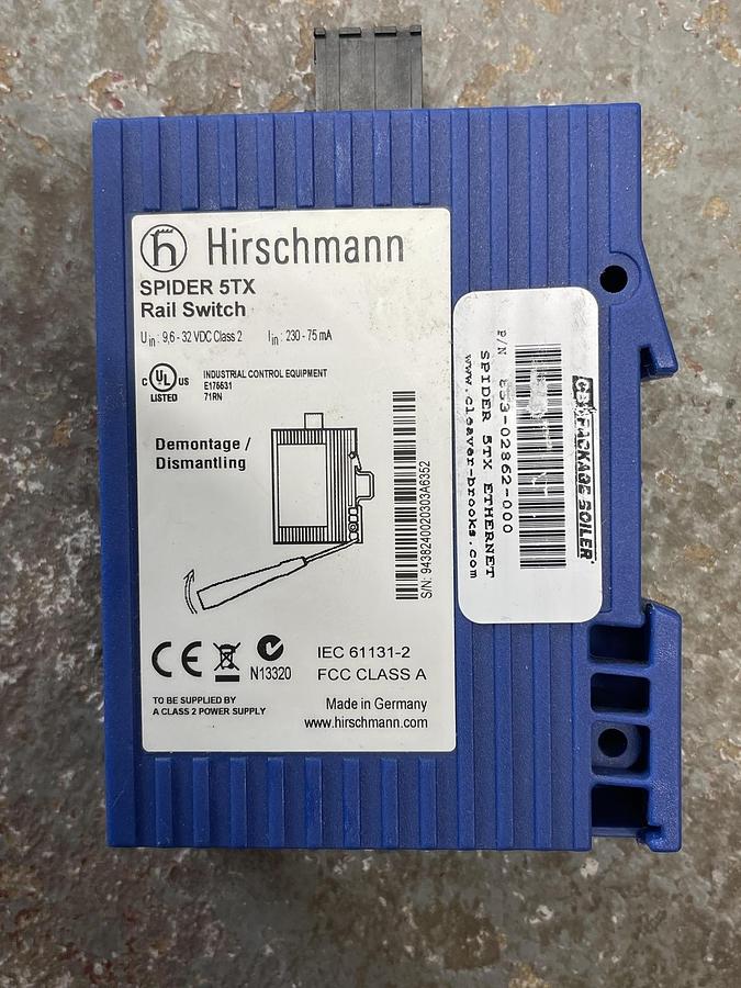 Used Hirschmann 853-02862-000 SPIDER 5TX Rail Ethernet Switch