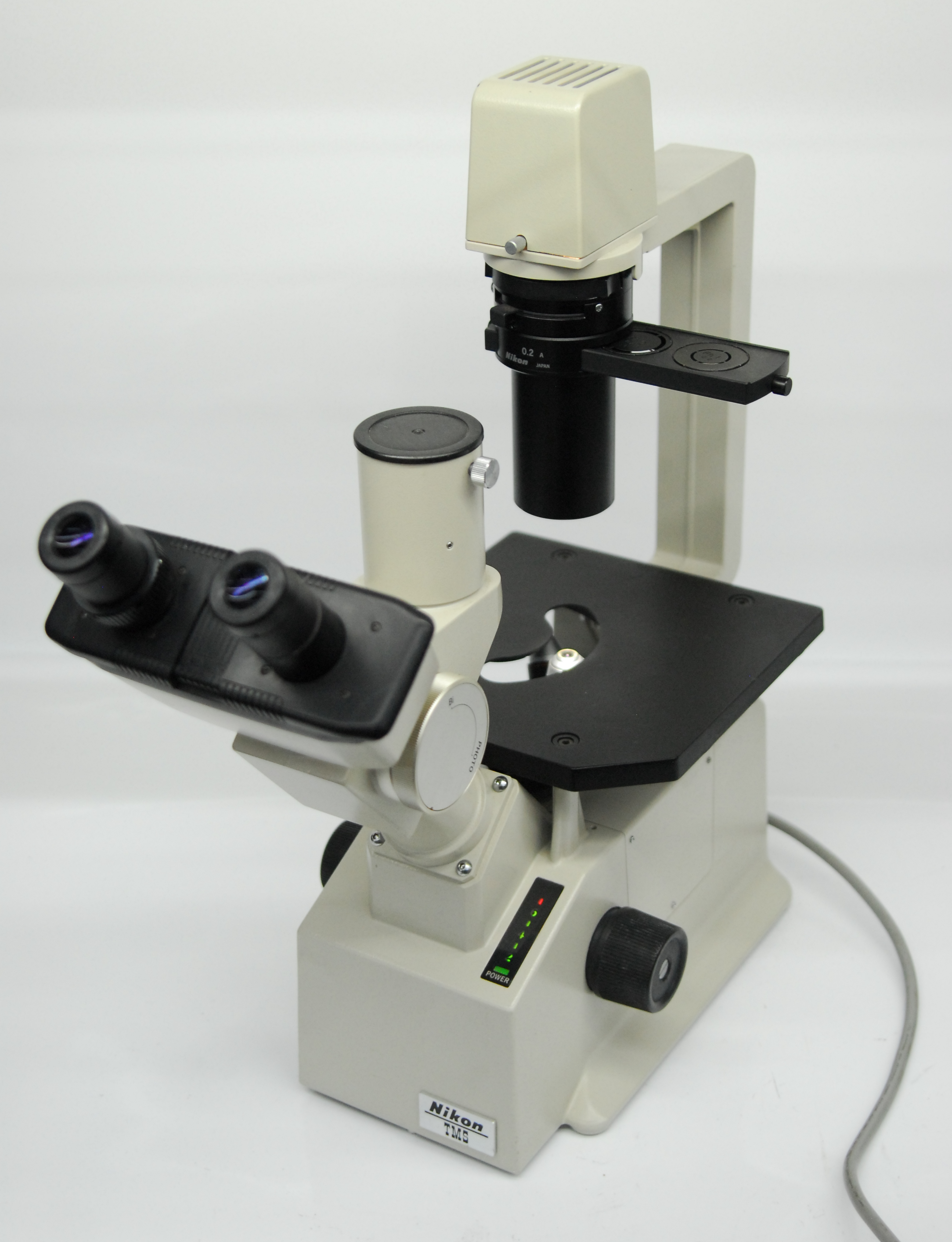 Used Nikon TMS-F Inverted Trinocular Microscope w/ Ph1 Ph2 4x 10x 40x Objectives
