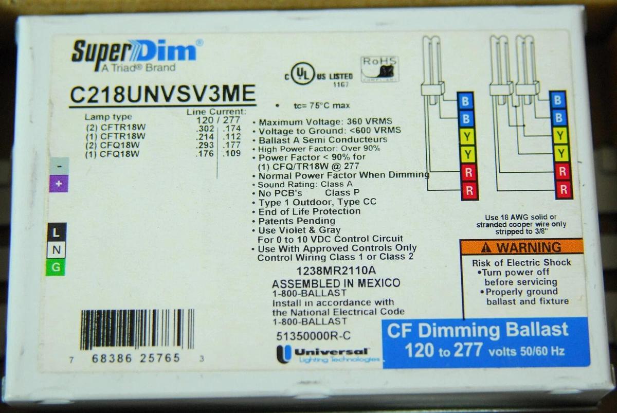 Universal Triad C218UNVSV3ME SuperDIM CF Dimming Ballast 120/277V