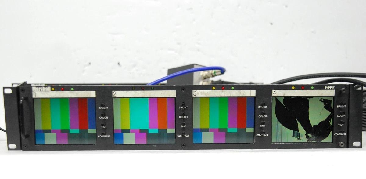 Used Marshall V-R44P 4" Quad LCD 2RU Rack Mountable Monitor - Lot of 2