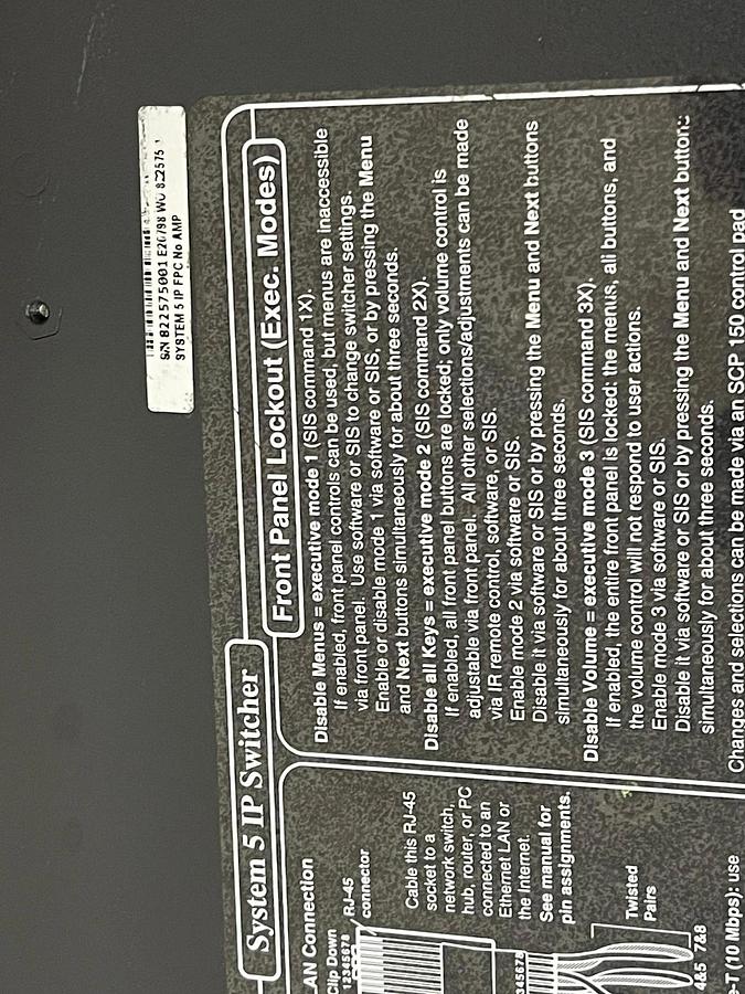 Used Extron System 5 IP Switcher with Front Panel Control